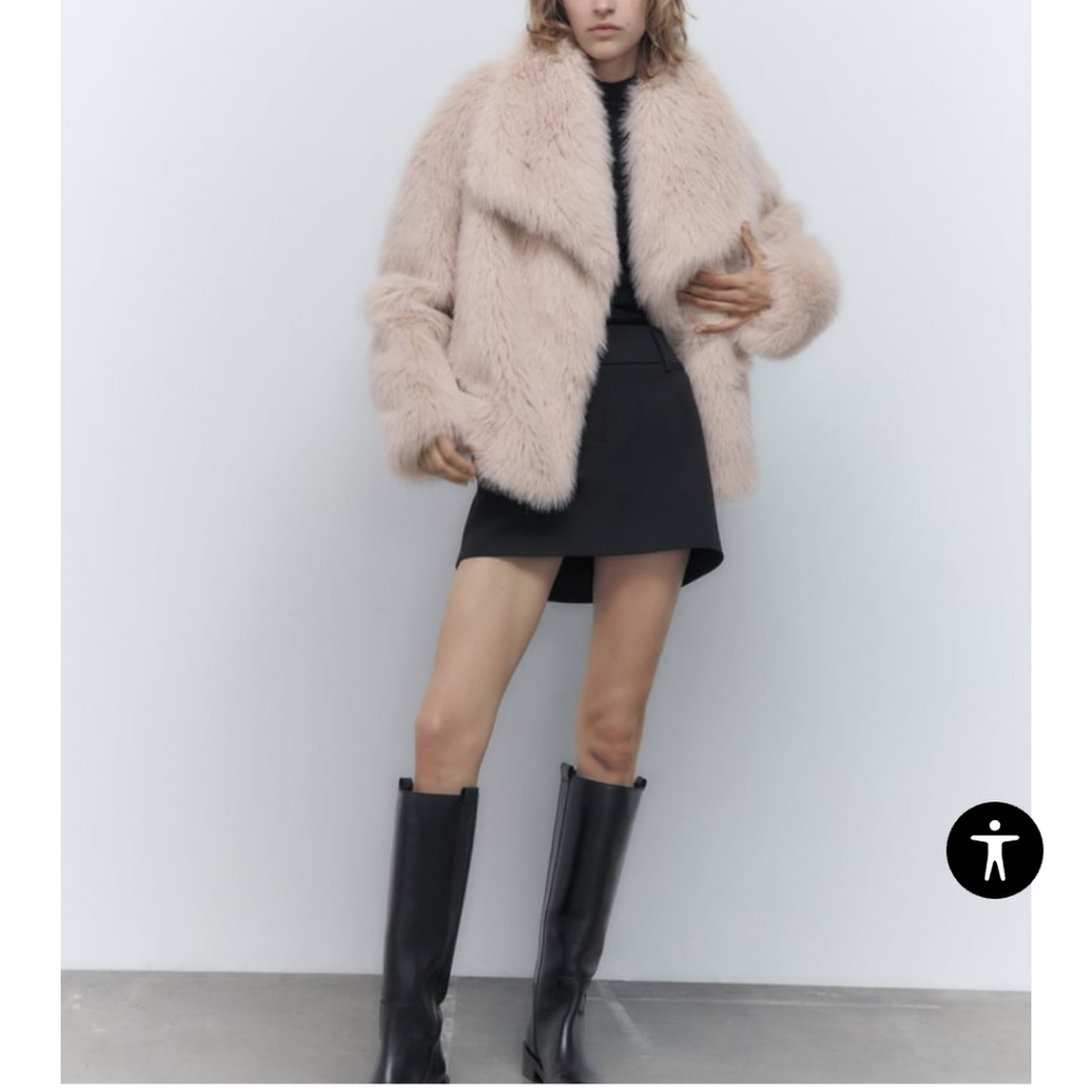 Zara Faux Fur Women's Coat Brand New with Tags in Size Small Color Beige